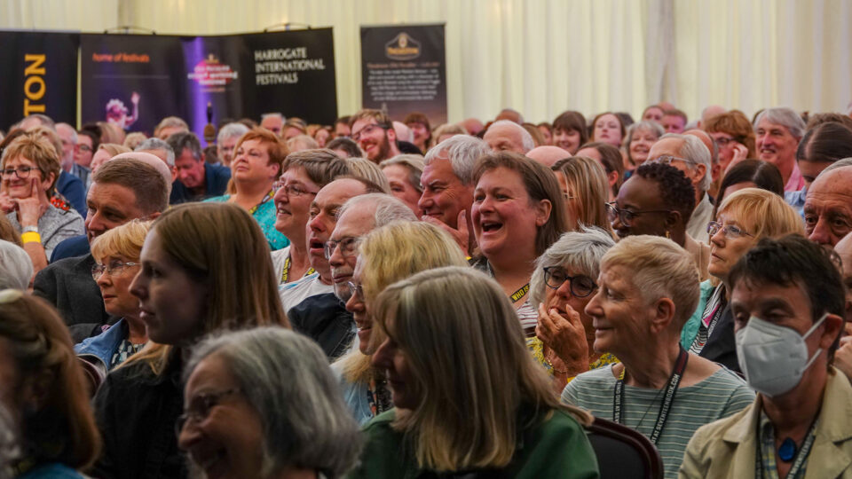 An image of the busy crowd at the Theakston Crime FAQs.