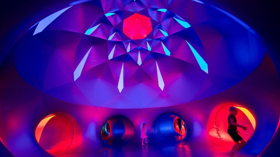 Children enjoying the Luminarium.