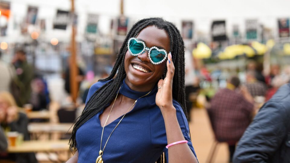 An audience member enjoying the Theakston Old Peculier Crime Writing Festival.
