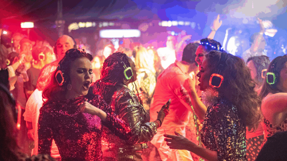 People dancing at the silent disco.