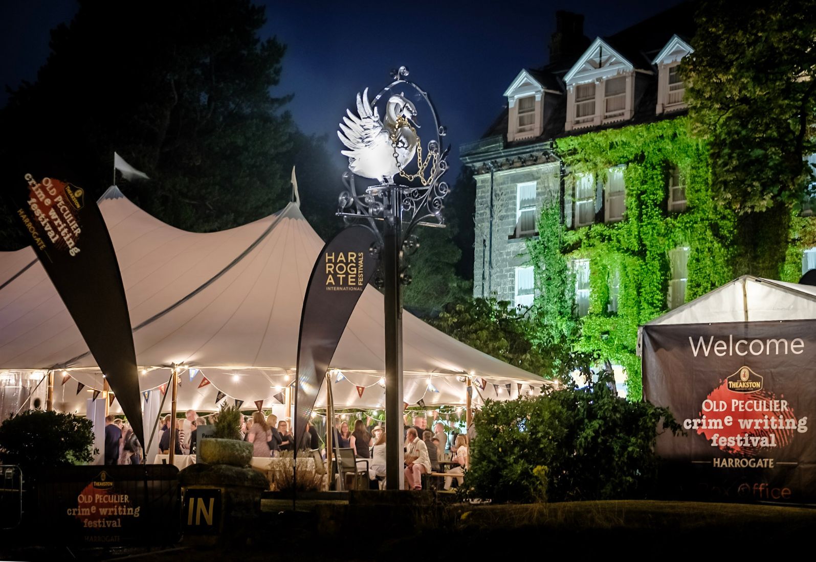 Theaston Old Peculier Crime writing Festival tent on the night of the Awards
